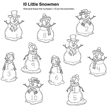 Snowman 1-10 Number Tracing Activity and printables