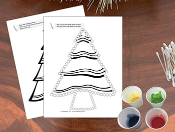 Christmas Tree Q-tips Activity for preschool and kindergarten