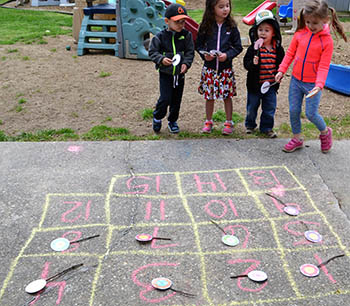 Flowers numbers outdoor game for preschool and kindergarten