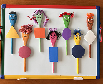 Shapes Puppets for shape activities for preschool and kindergarten