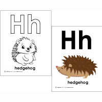 H is for Hedgehog coloring page and poster