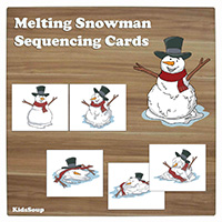 Snowman Melting Sequencing Cards preschool activity