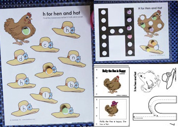 H is for hedgehog, hen, and hat activities and printables for preschool