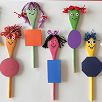 Shape puppet craft and shape recognition activity for preschool and kindergarten