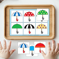 Umbrella Matching and Sorting preschool activity