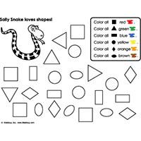 Sally Snake Loves Shapes Worksheet preschool and kindergarten