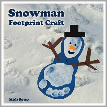 Footprint Snowman preschool craft