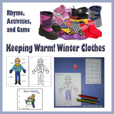 Keeping Warm! Winter Clothing Riddles, Rhyme, Game, and More
